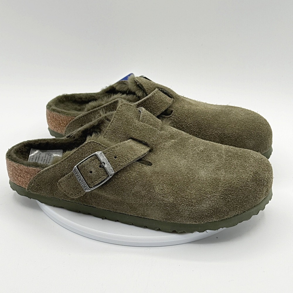 Birkenstock Boston VL Shearling Clog Narrow Size 37 / US 6 Women Thyme Green NEW